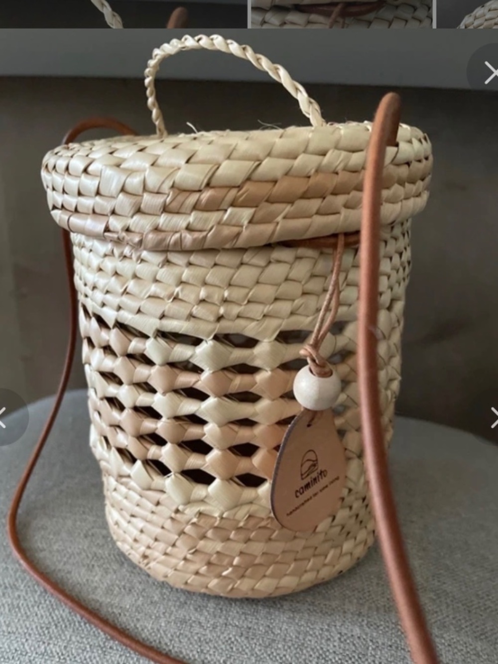 Caminito Handcrafted Woven Palm Basket Bag